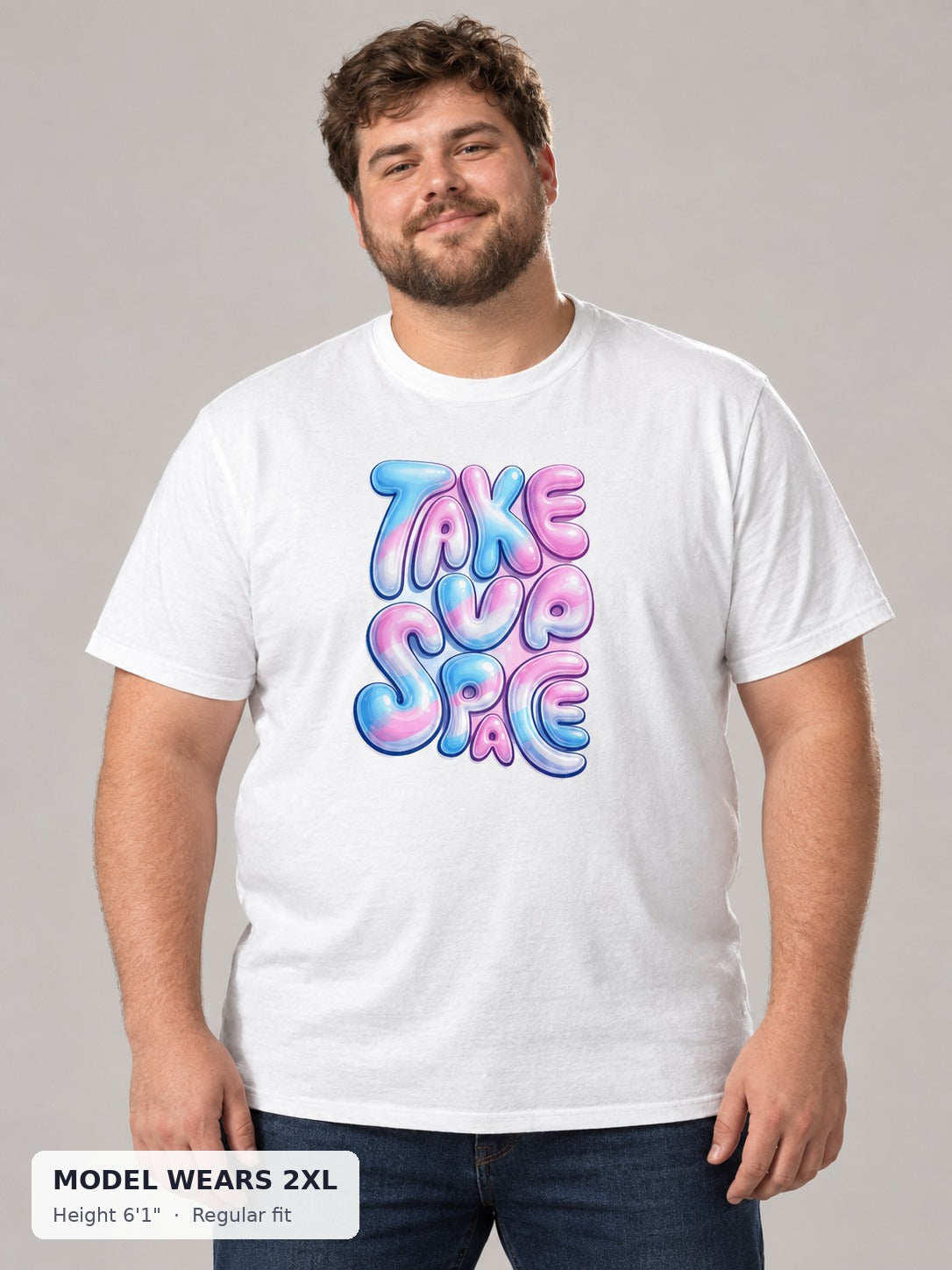 Take Up Space Tee on a plus-size model wearing size 2XL, 6'1" - Good Trouble Fashion