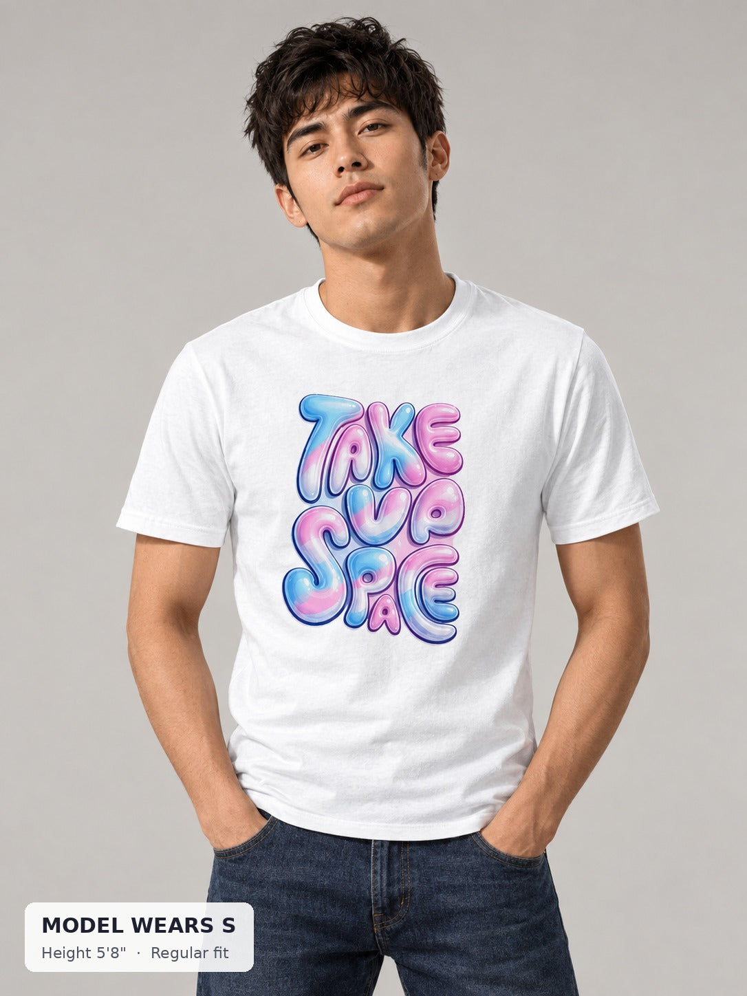 Take Up Space Tee on a slim model wearing size S, 5'8" - Good Trouble Fashion