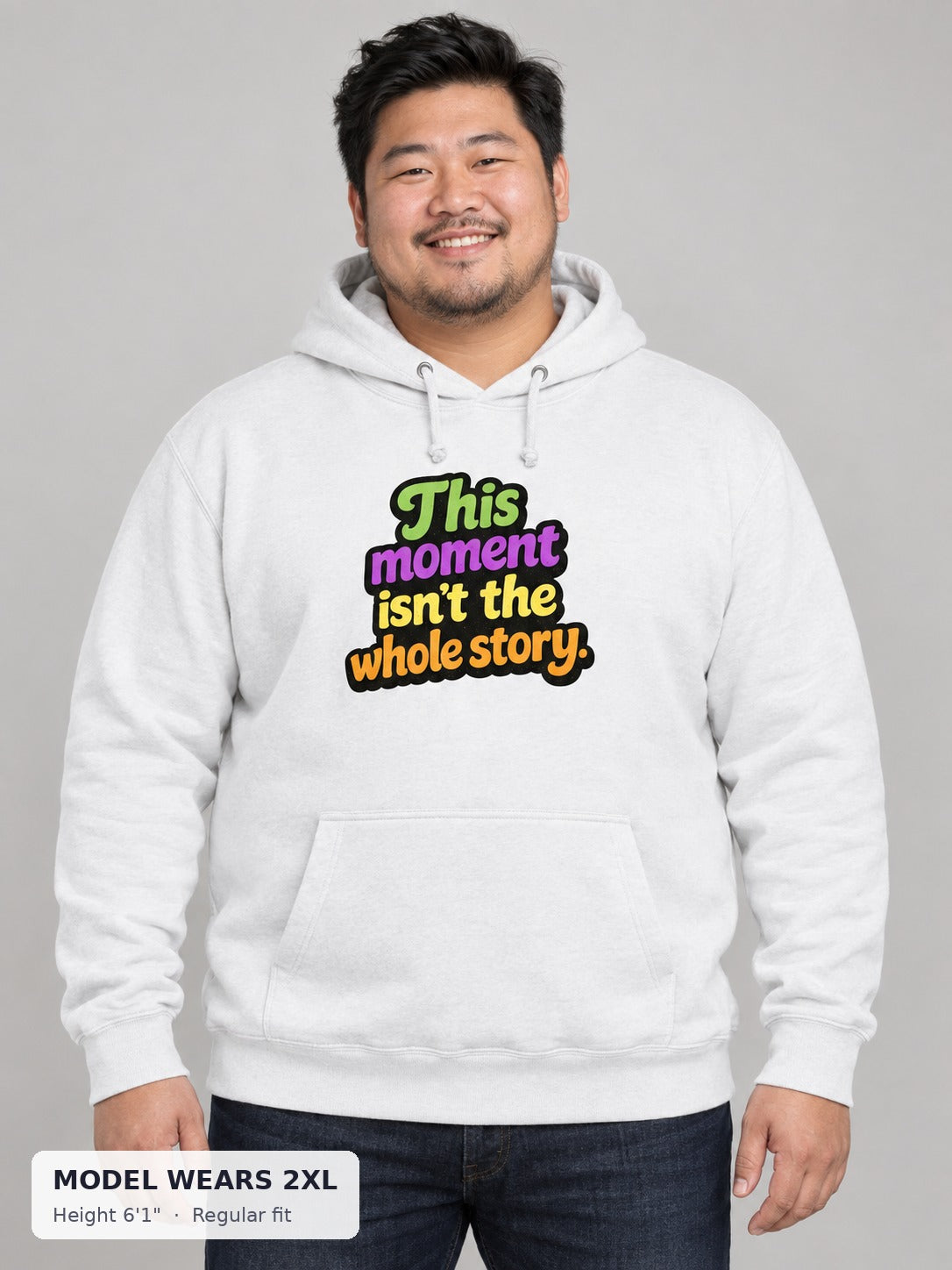 This Isn't the Whole Story Hoodie on a plus-size model wearing size 2XL, 6'1" - Good Trouble Fashion