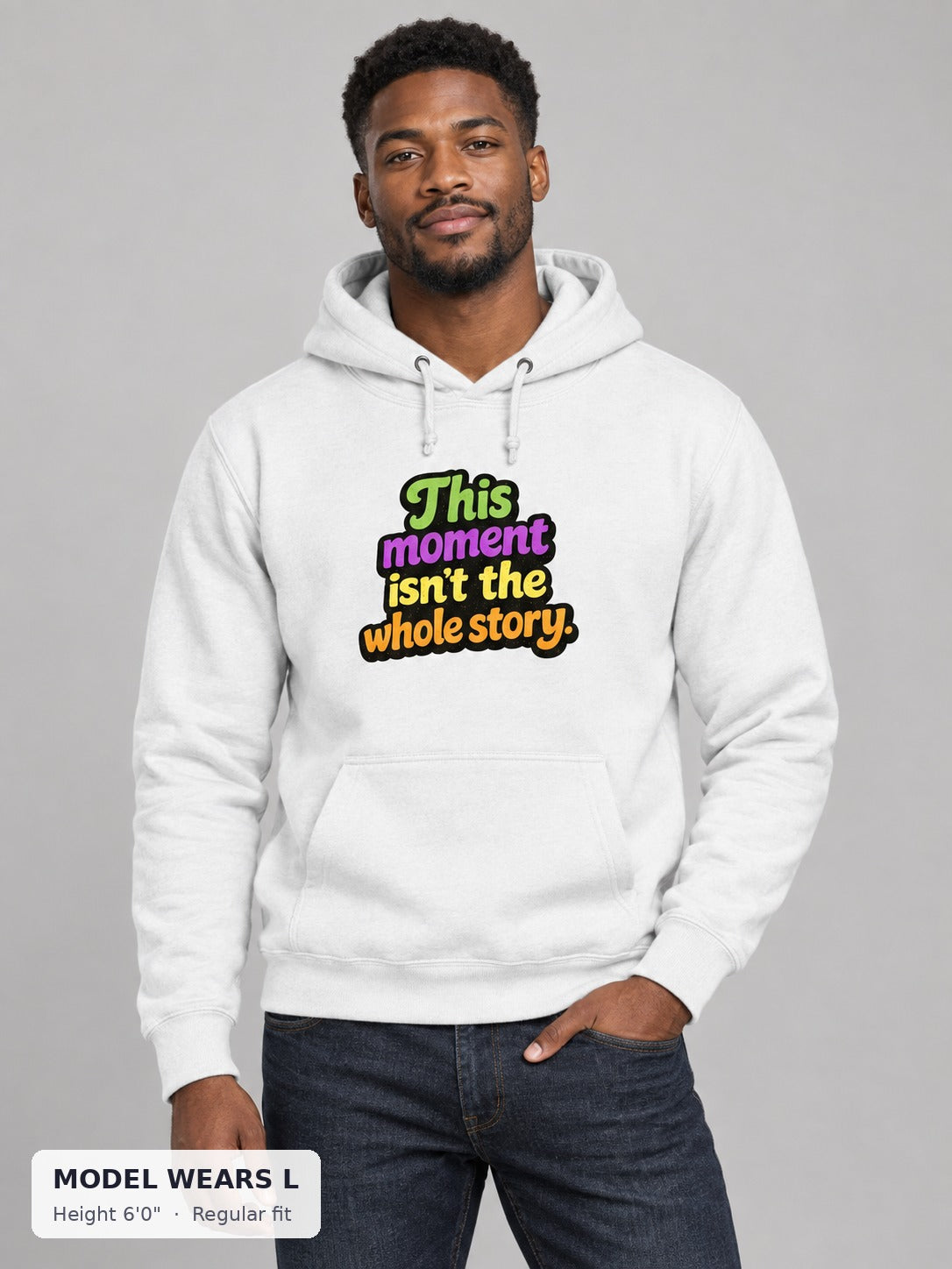 This Isn't the Whole Story Hoodie on an athletic model wearing size L, 6'0" - Good Trouble Fashion