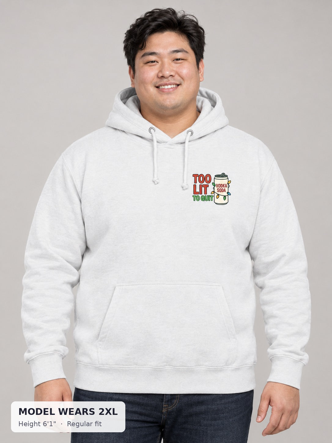 Too Lit to Quit Hoodie on a plus-size model wearing size 2XL, 6'1" - Good Trouble Fashion
