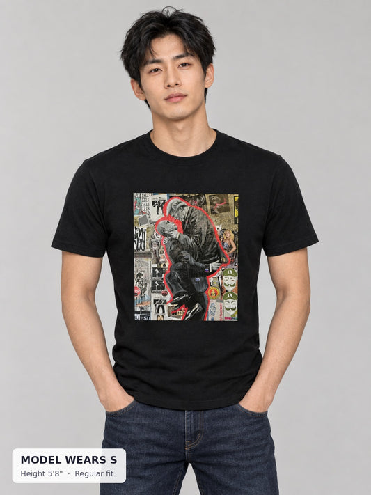 Trump Putin Parody Tee on a slim model wearing size S, 5'8" - Good Trouble Fashion