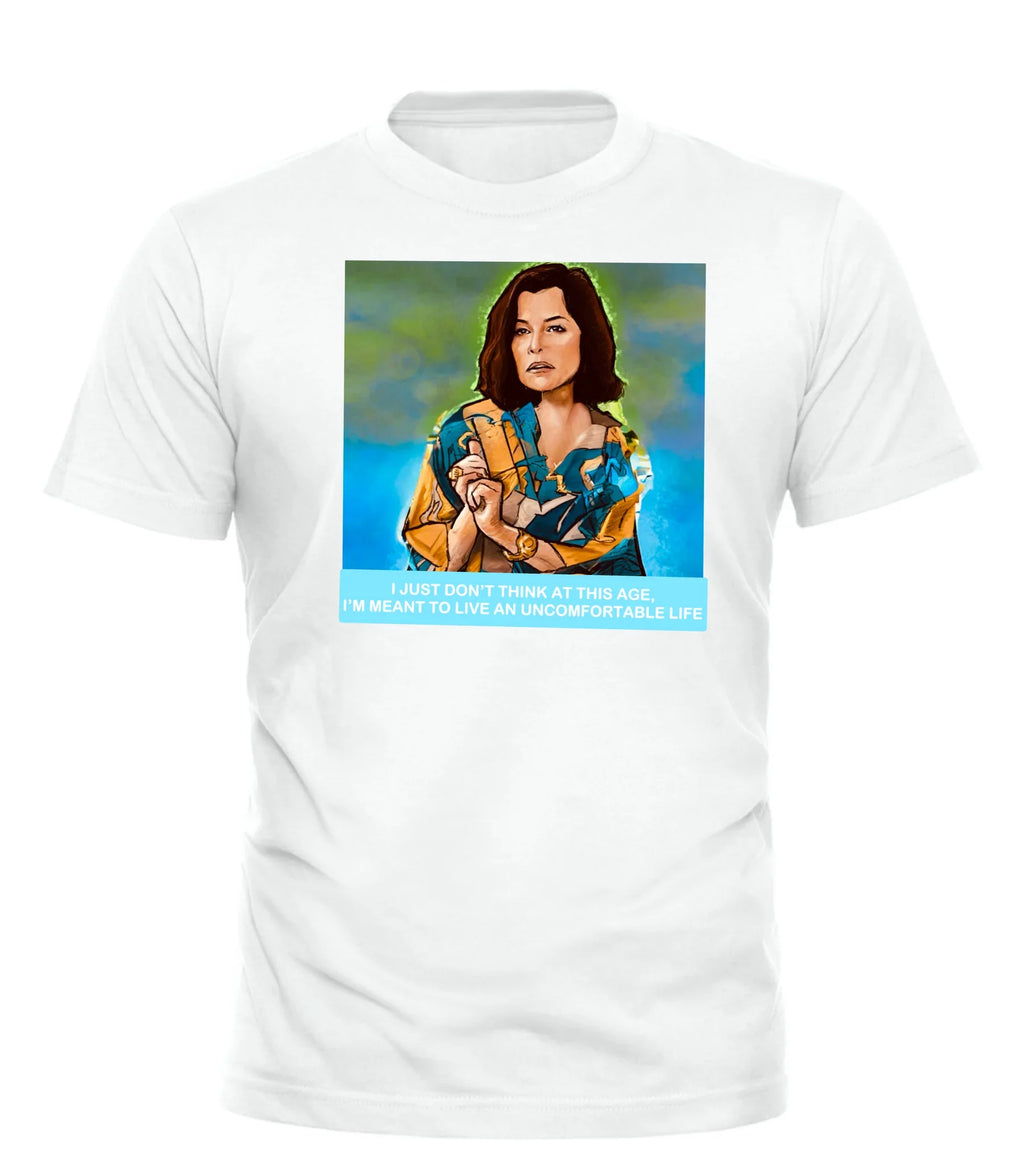 White Good Trouble Garments t-shirt featuring uncomfortable life graphic tee design and bold text