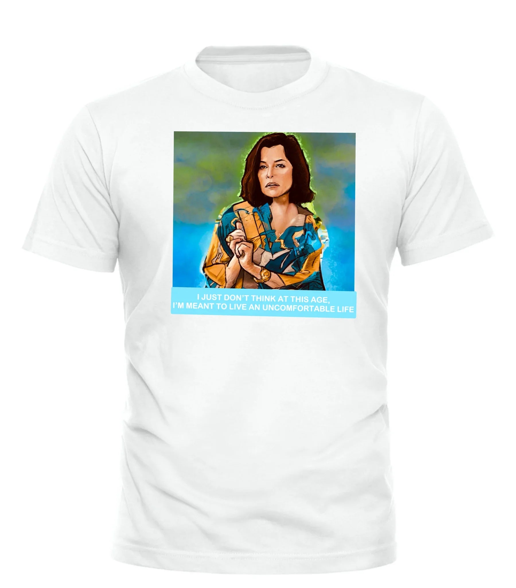 White Good Trouble Garments t-shirt featuring uncomfortable life graphic tee design and bold text