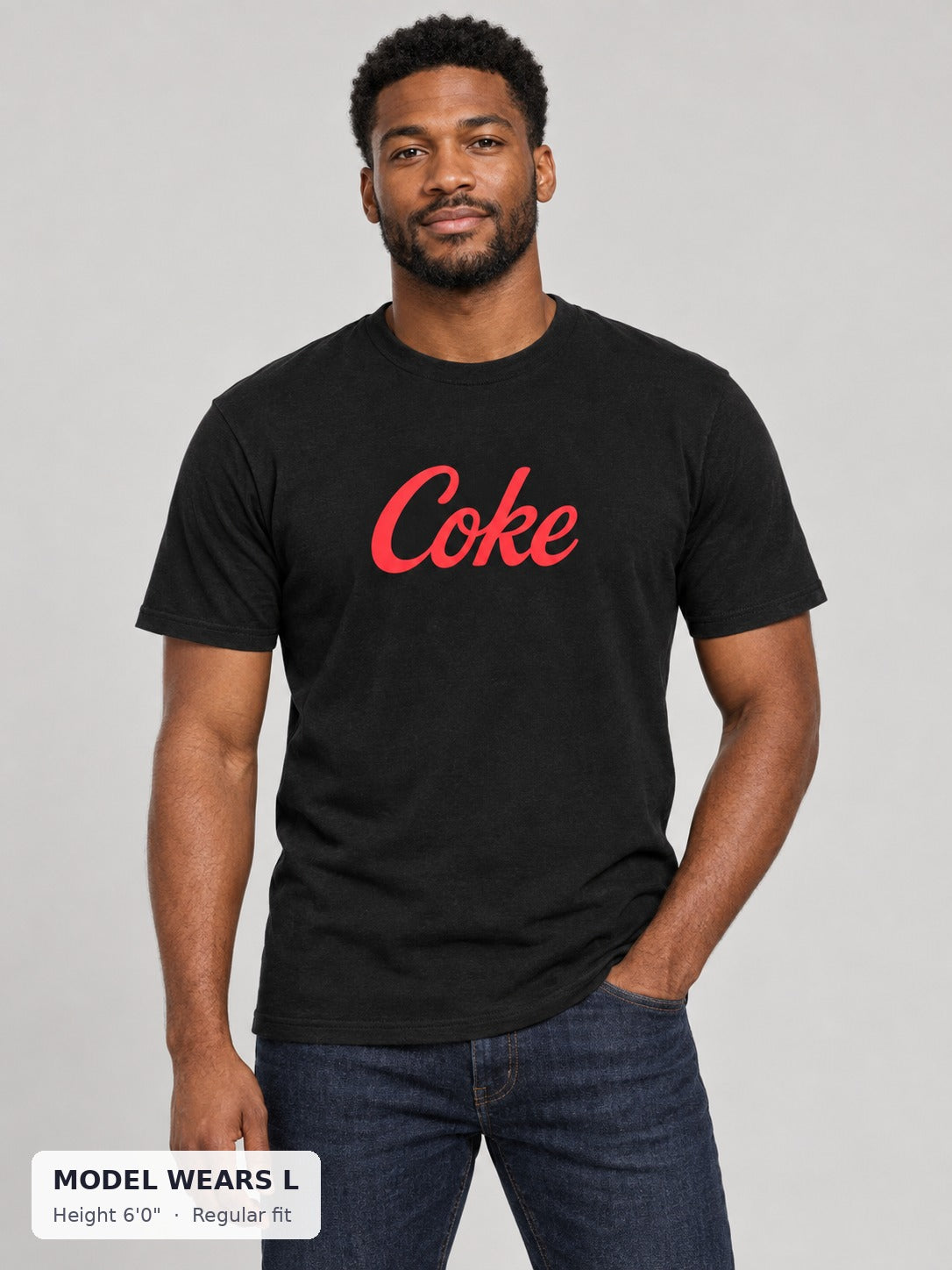 Vintage Coke Tee on an athletic model wearing size L, 6'0" - Good Trouble Fashion