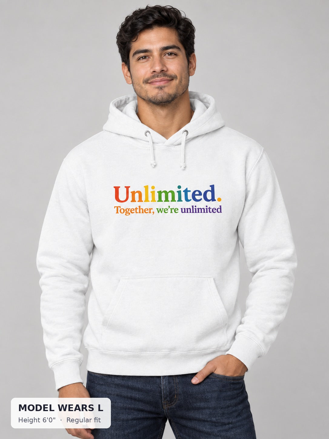 Wicked Unlimited Love Hoodie on an athletic model wearing size L, 6'0" - Good Trouble Fashion