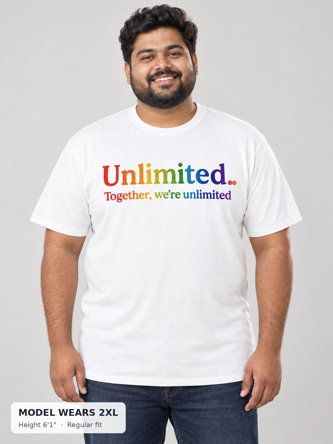 Wicked Unlimited Pride Tee on a plus-size model wearing size 2XL, 6'1" - Good Trouble Fashion