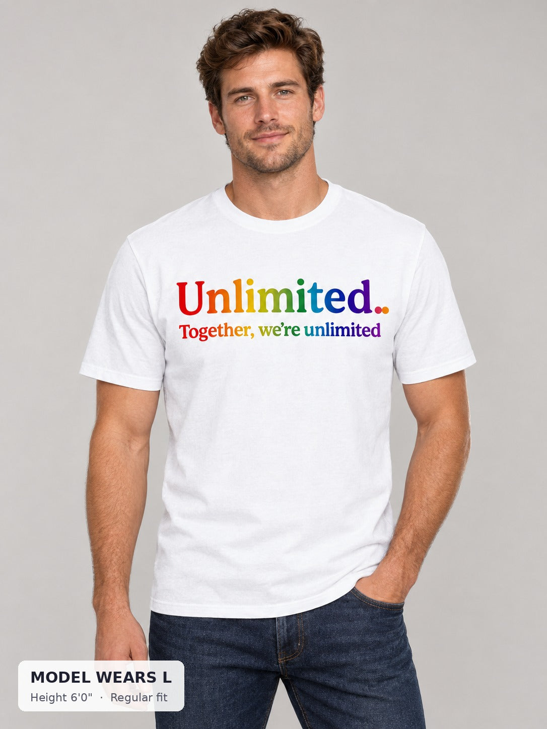 Wicked Unlimited Pride Tee on an athletic model wearing size L, 6'0" - Good Trouble Fashion