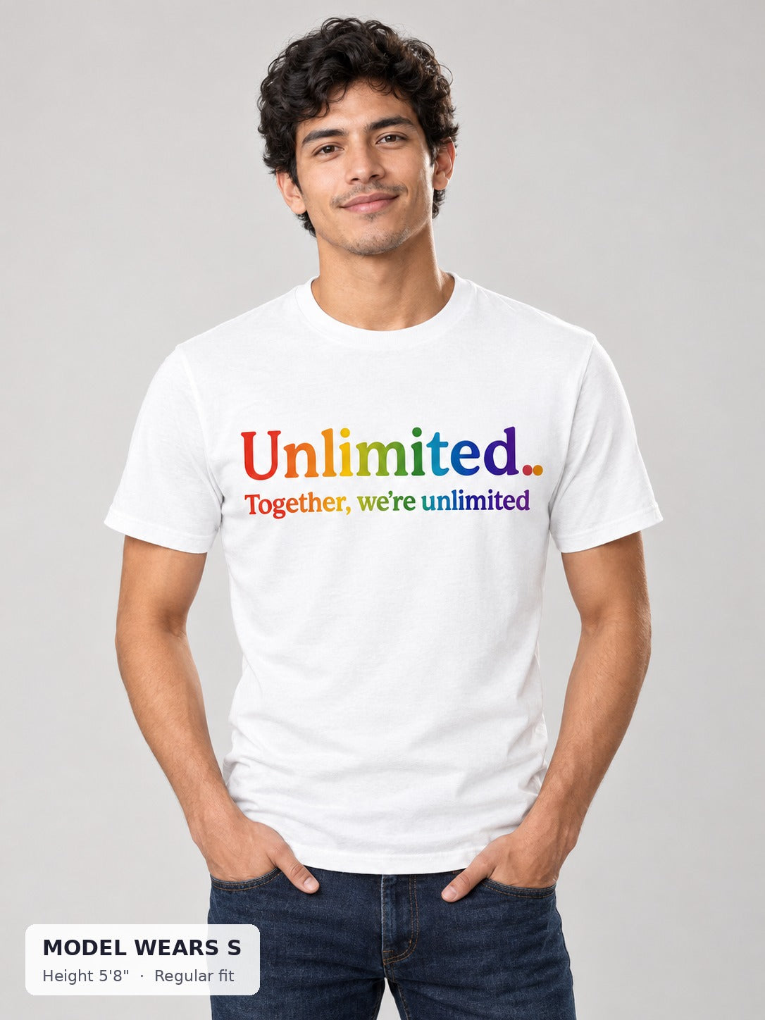 Wicked Unlimited Pride Tee on a slim model wearing size S, 5'8" - Good Trouble Fashion