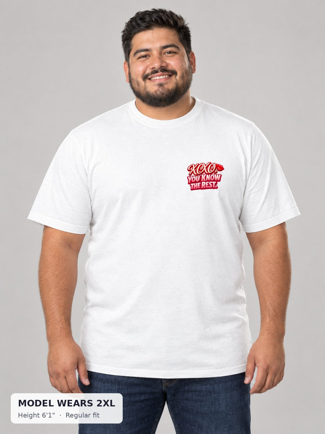 XOXO Flirty Tee on a plus-size model wearing size 2XL, 6'1" - Good Trouble Fashion