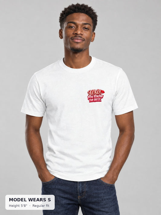 XOXO Flirty Tee on a slim model wearing size S, 5'8" - Good Trouble Fashion