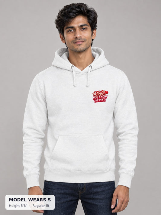 XOXO Valentine's Hoodie on a slim model wearing size S, 5'8" - Good Trouble Fashion