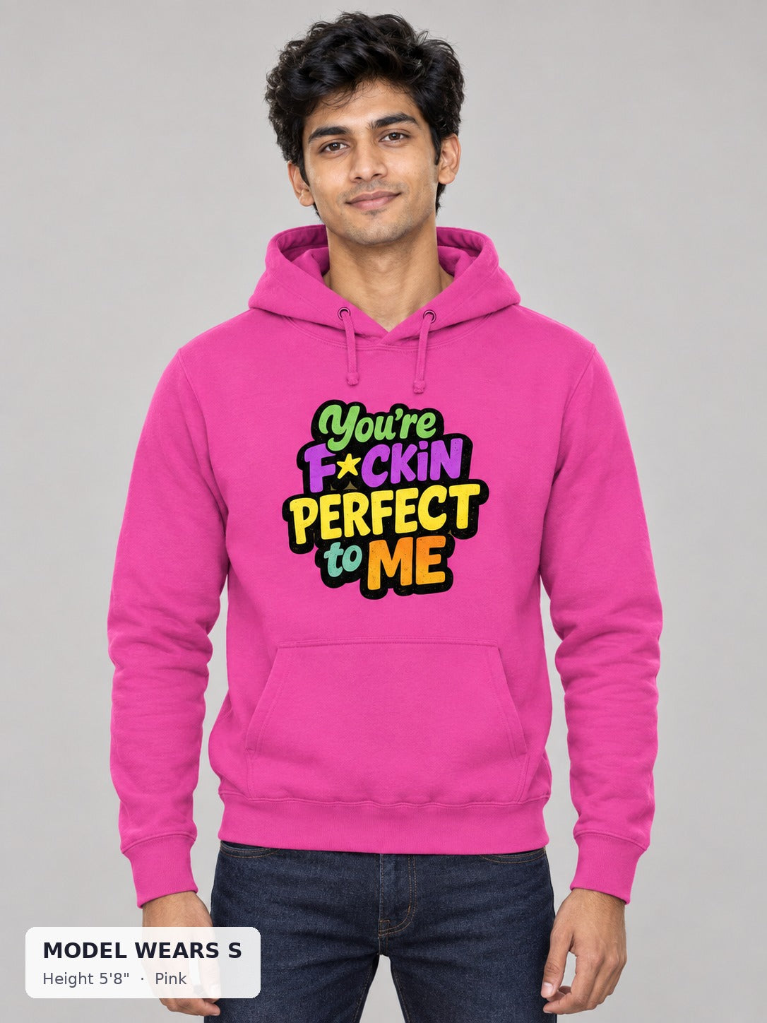 You're Perfect to Me Hoodie in Pink on a slim model wearing size S, 5'8" - Good Trouble Fashion